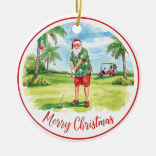 Florida Golfer Santa Golfing  Holiday  Ceramic Tree Decoration