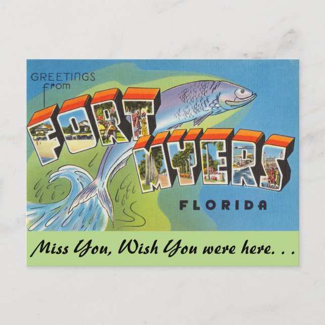 Florida, Greetings from Fort Myers Postcard (Front)