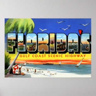 Florida Gulf Coast Highway Large Letter Poster