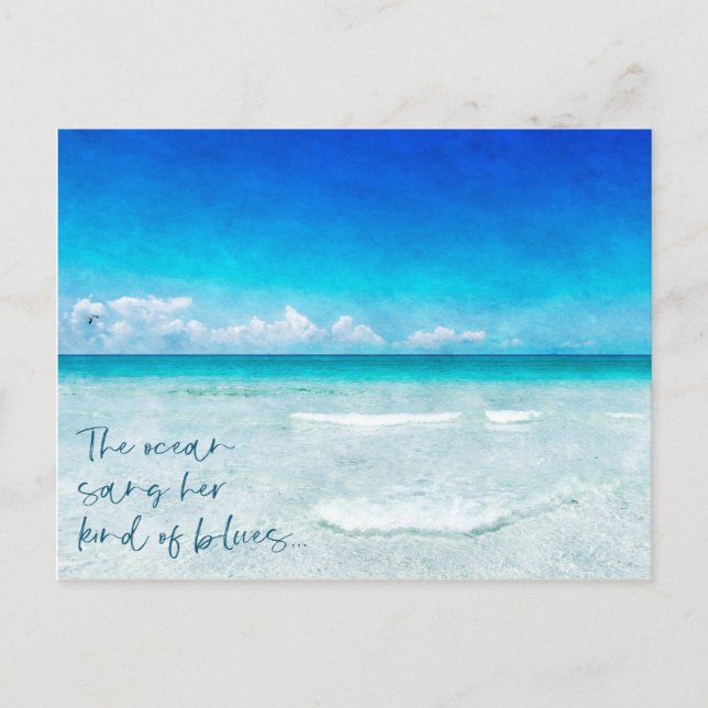 Florida Gulf Coast Tropical Teal Blue Beach Quote Postcard (Front)