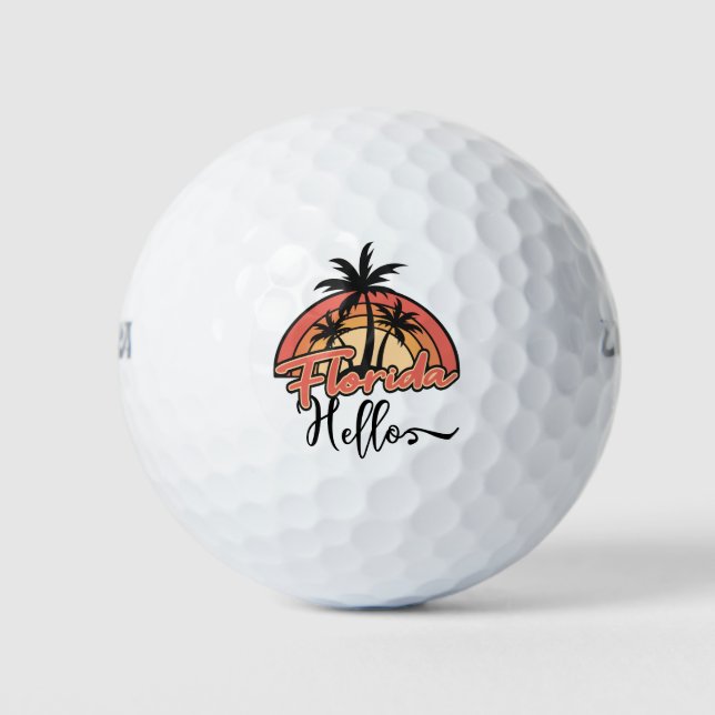Florida Hello on Sunset Background Golf Balls (Front)