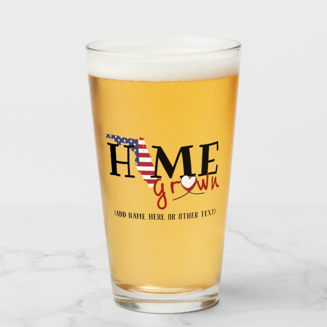 FLORIDA Home Grown Personalised Beer Glass (Front Filled)