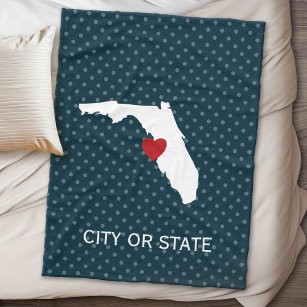 Florida Home State Map - Custom Wedding Names Fleece Blanket