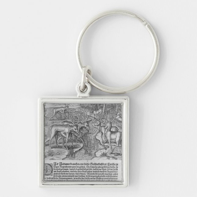 Florida Indians hunting deer Key Ring (Front)