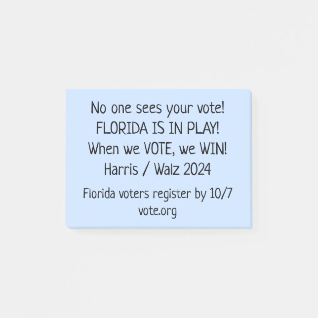 Florida Is In Play! GOTV Notes to Voters (Front)