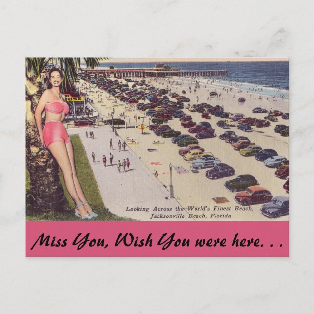 Florida, Jacksonville, Beach Scene Postcard (Front)