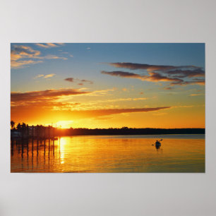 Florida Kayaker at Sunset Poster