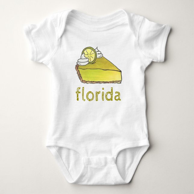 Florida Key Lime Pie Slice Dessert Foodie Gift Baby Bodysuit (Front)