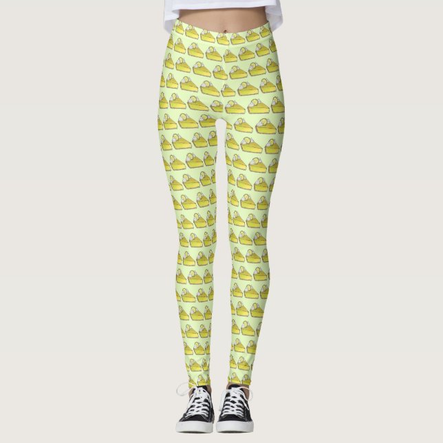 Florida Key Lime Pie Slice Slices Dessert Foodie Leggings (Front)
