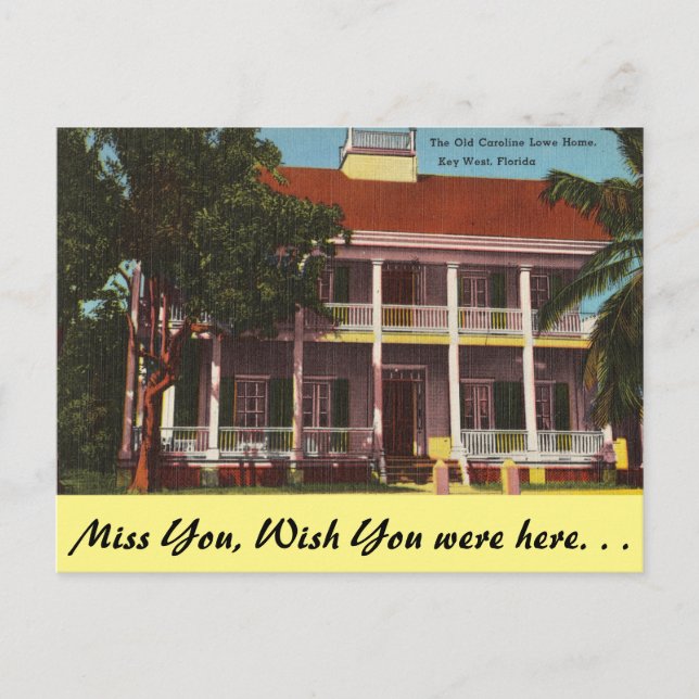Florida, Key West, Old Lowe House Postcard (Front)