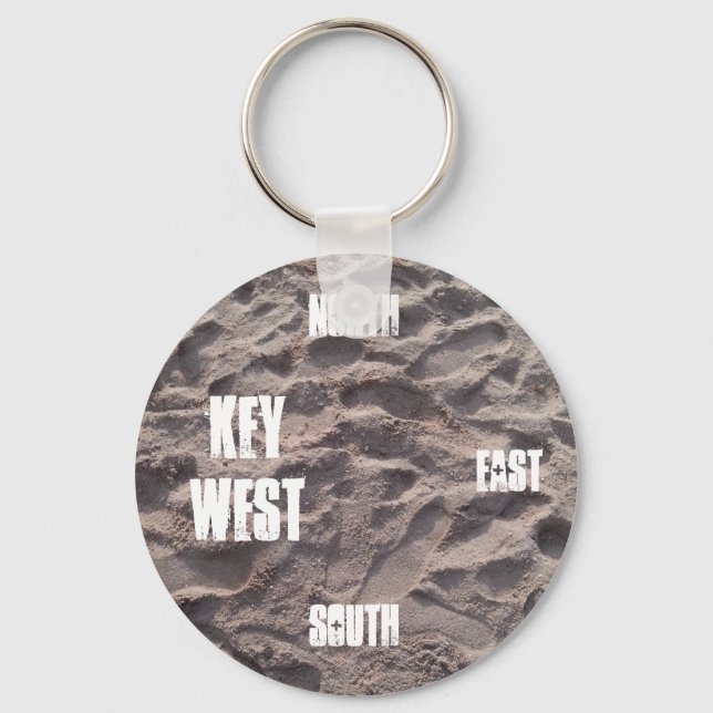 Florida Keys Key West Compass Sand Beach Keychain (Front)