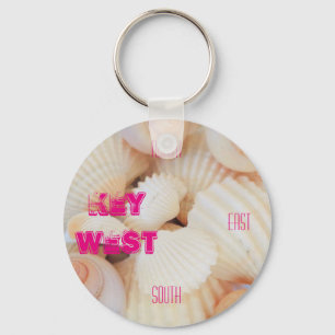 Florida Keys Key West Compass Sea Shells Beach Key Ring