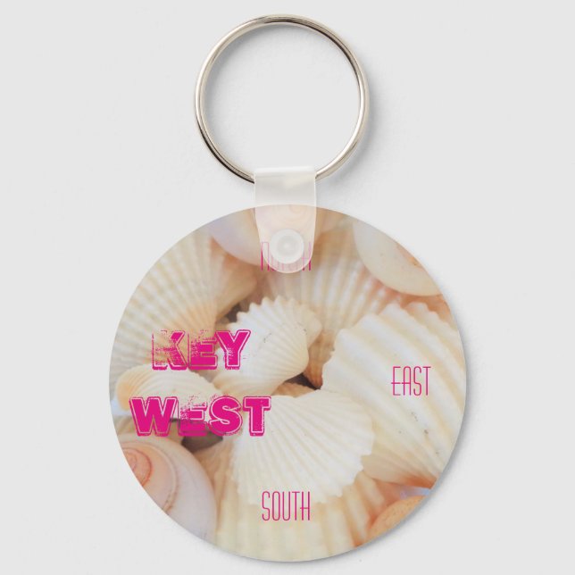 Florida Keys Key West Compass Sea Shells Beach Ring (Front)