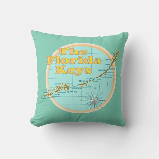 Florida Keys Map illustration Cushion (Front)