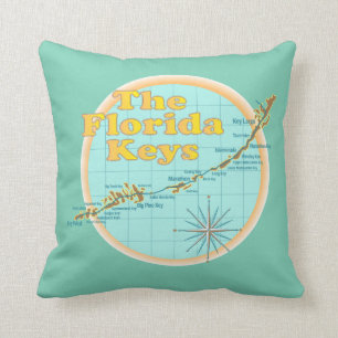 Florida Keys Map illustration Cushion