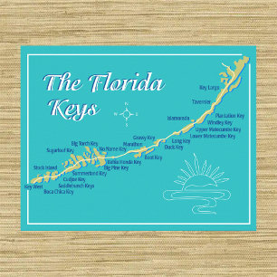 Florida Keys Map with the island names Poster