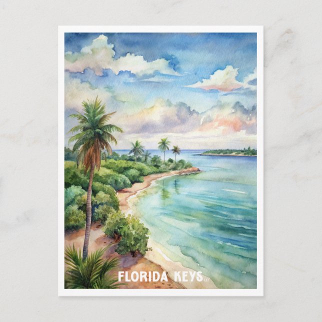 Florida Keys National Park Watercolor Painting Postcard (Front)