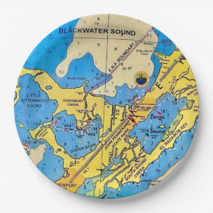 Florida Keys Nautical Chart Paper Plates