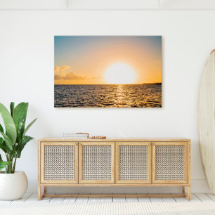 Florida Keys Ocean Sunset Golden Glow Canvas Print