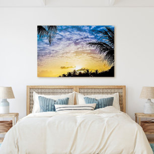 Florida Keys Palm Tree Sunset Sky Scene Canvas Print