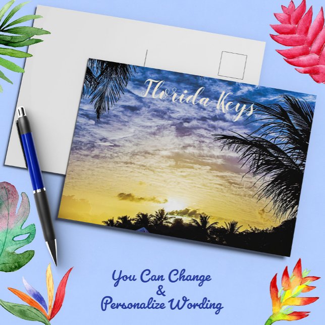 Florida Keys Palm Tree Sunset Sky Scene Postcard (Creator Uploaded)