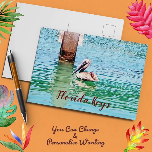 Florida Keys Pelican Ocean Dock Scene Postcard (Creator Uploaded)