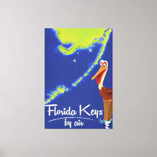 Florida Keys Pelican Vintage travel poster Canvas Print