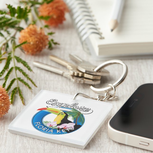 Florida keys retro logo key ring (Front Right)