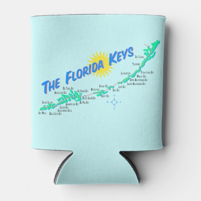 Florida Keys retro map island names Can Cooler (Front)