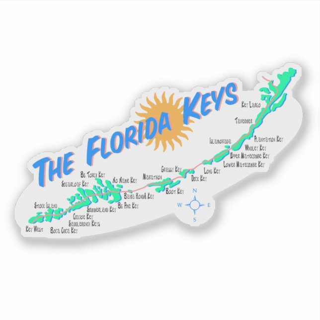 Florida Keys Retro Map with Island Names (Front)