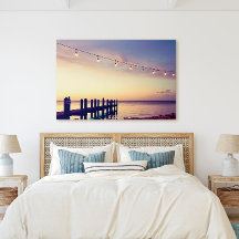 Florida Keys Sunset Dock String Lights Scene