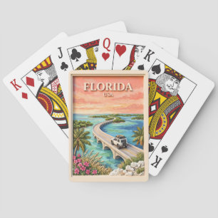Florida Keys USA Travel Vintage Tropical Road Trip Playing Cards