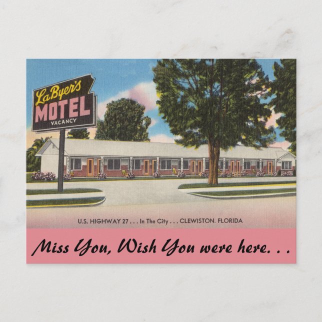 Florida, La Byer's Motel, Clewiston Postcard (Front)