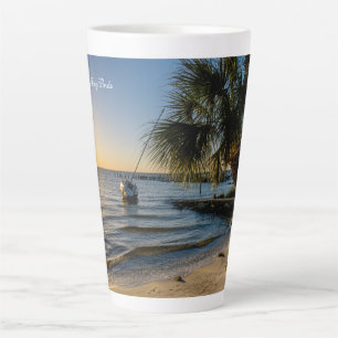 Florida Leaning Palm Tree Sunset Latte Mug