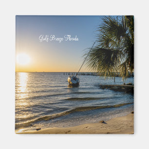 Florida Leaning Palm Tree Sunset Magnet