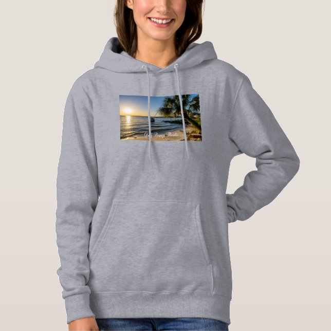 Florida Leaning Palm Tree Sunset Women's Hoodie (Front)
