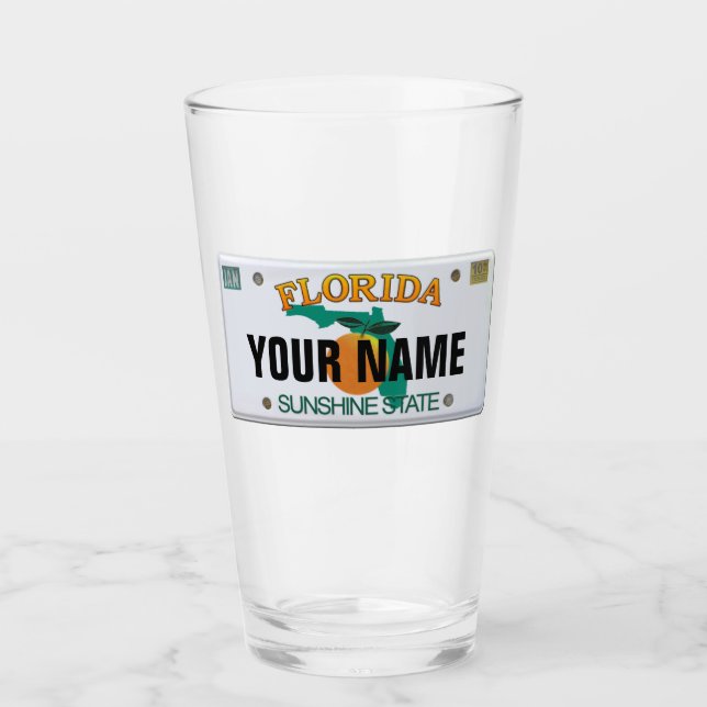Florida License Plate (customisable) Glass (Front)