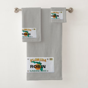 Florida License Plate with your Name Bath Towel Set
