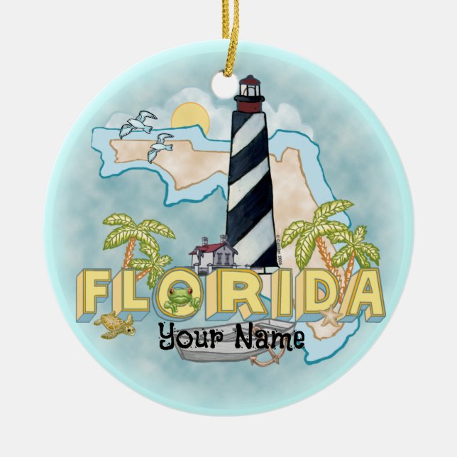 Florida Lighthouse  Ceramic Tree Decoration (Front)