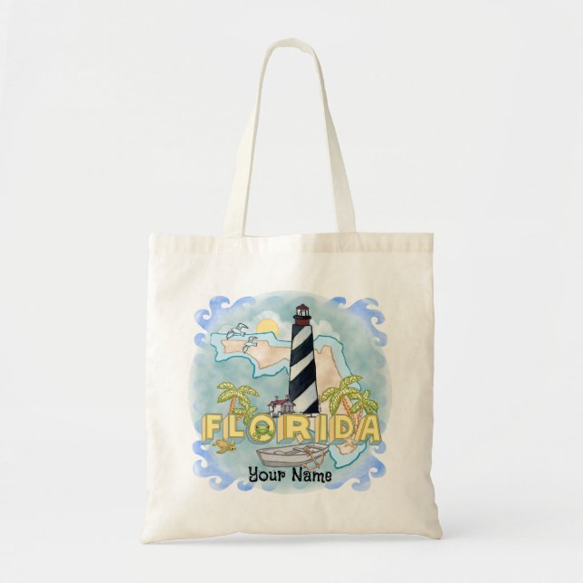 Florida Lighthouse custom name Tote Bag (Front)