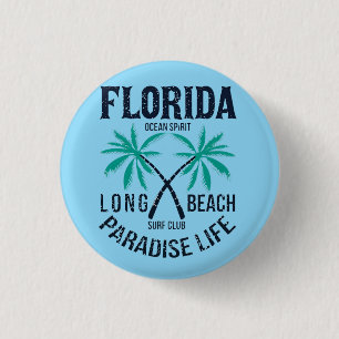 Florida Long Beach Paradise Life Surf Club 3 Cm Round Badge