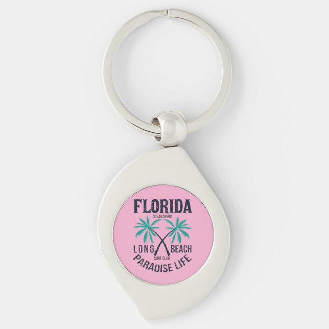 Florida Long Beach Paradise Life Surf Club Key Ring (Front)