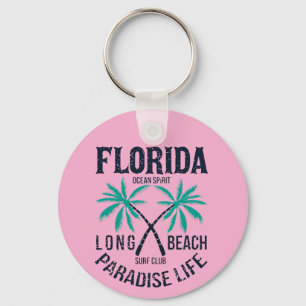 Florida Long Beach Paradise Life Surf Club Key Ring