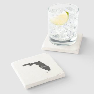 Florida Love State Shaped Black Chalkboard Stone Coaster