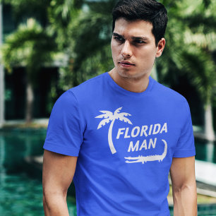 Florida Man Aligator and Palm Tree Custom Colour T-Shirt