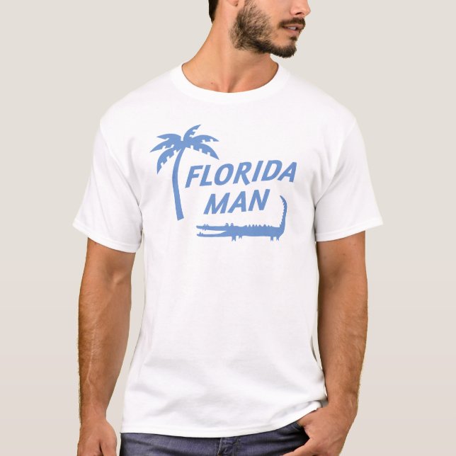 Florida Man Aligator and Palm Tree Custom Colour T-Shirt (Front)