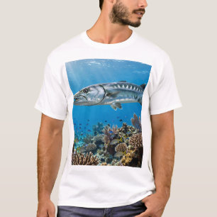 Florida Man Barracuda Coral Reef Fishing Art T-Shirt