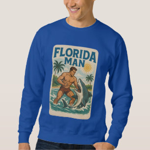 Florida Man Coastal Shark Wrestler - Retro Beach Sweatshirt