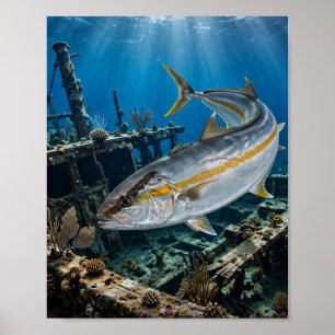 Florida Man Greater Amberjack Reef Fish Poster