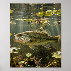 Florida Man Largemouth Bass Lily Pad Lake Fishing Poster